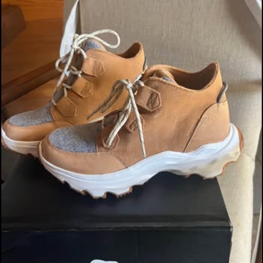 Sorel Tan and Gray Lace-Up Sneakers